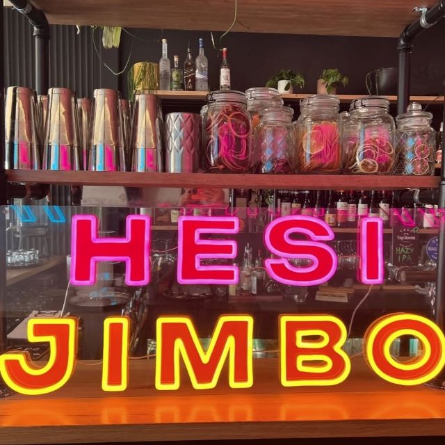Custom Neon® colourful UV printed restaurant name sign @hesijimbohotchicken