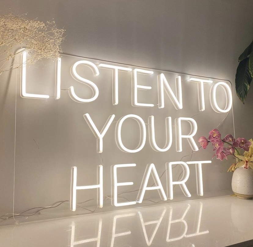 Custom Neon® lyric sign in soft white @hilaryholmesmakeup