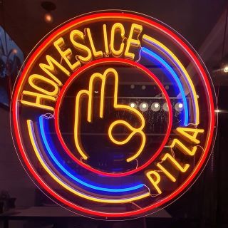 Dark yellow, red & blue Custom Neon® sign @homeslicepizza