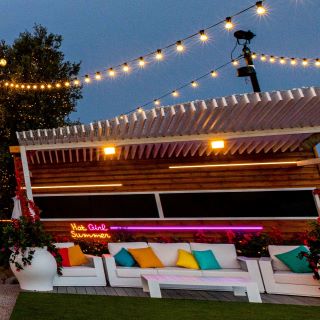 Love Island Australia Villa backyard with Custom Neon® sign