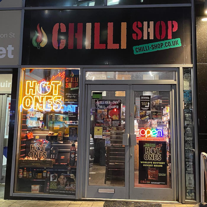 Custom Neon® yellow Hot Ones logo  @thechillishop in Manchester