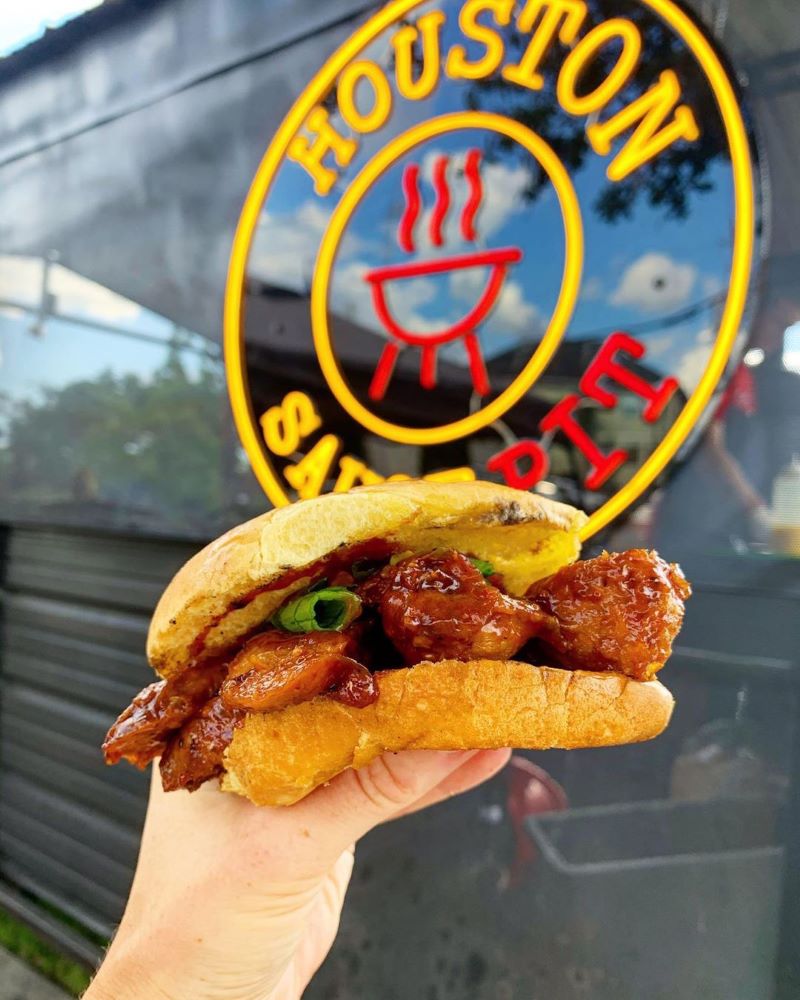 Red & yellow & black Custom Neon® sign @houstonsaucepit