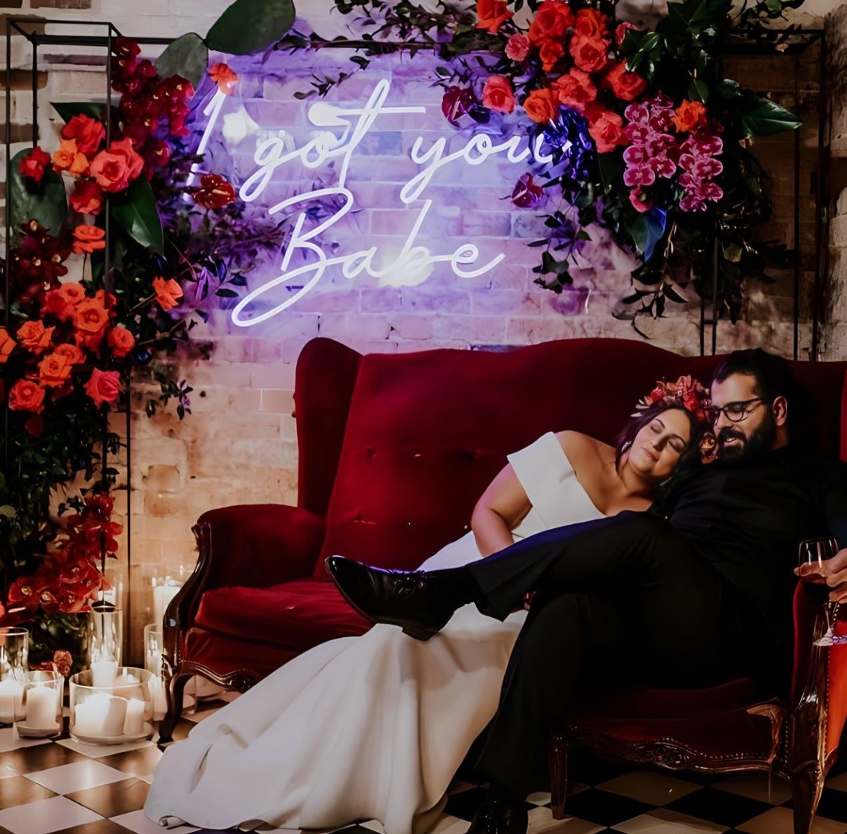 I got you babe Custom Neon® purple wedding lyric sign