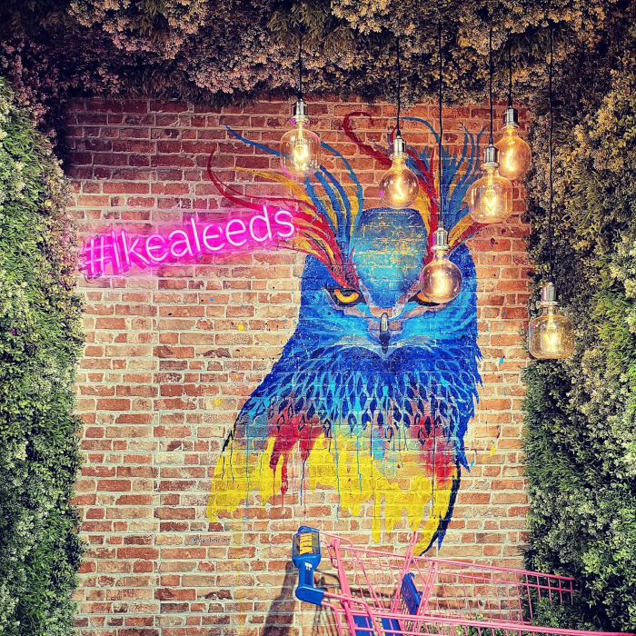 Custom Neon® Leeds hashtag sign @ikeauk