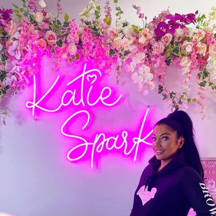 Hot pink salon sign @katiesparkessalon made by Custom Neon®