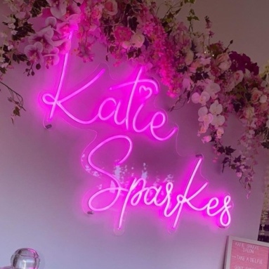 Hot pink nail salon sign by Custom Neon® @katies.salon_ @catherinescreations.cc