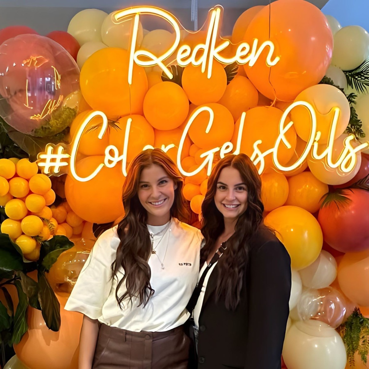 Custom Neon® orange hashtag selfie sign @kellyextensions @redken