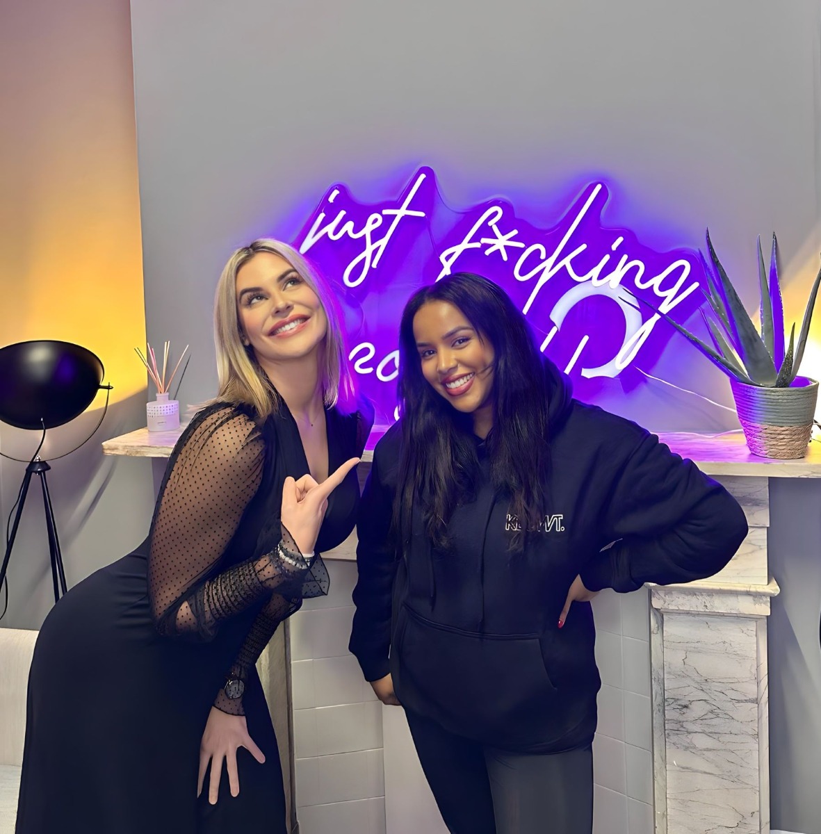 Custom Neon® purple quote sign in the Klowt London office