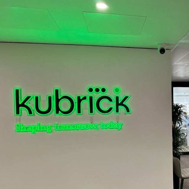 Green Custom Neon® logo sign @kubrickgroup