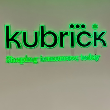 Custom Neon® logo sign at the London offices @kubrickgroup