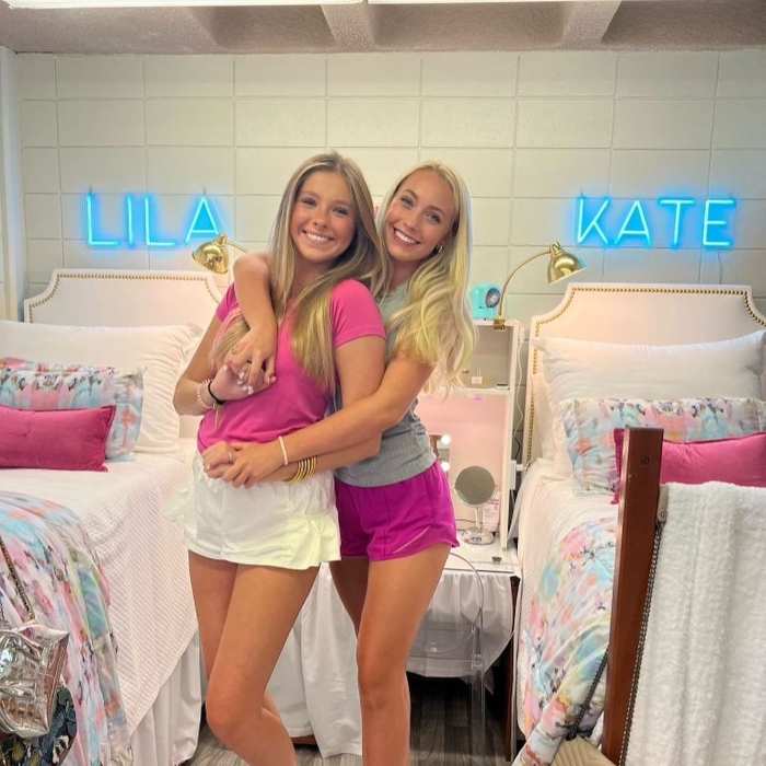 Blue dorm room name signs by Custom Neon® @amybyrdjohnson