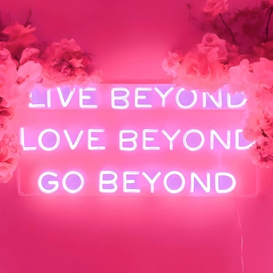 Soft pink Live Beyond Love Beyond Go Beyond Custom Neon® sign made for Ralph Lauren