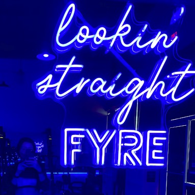 Dark blue Custom Neon® gym sign @fyrefitlagree