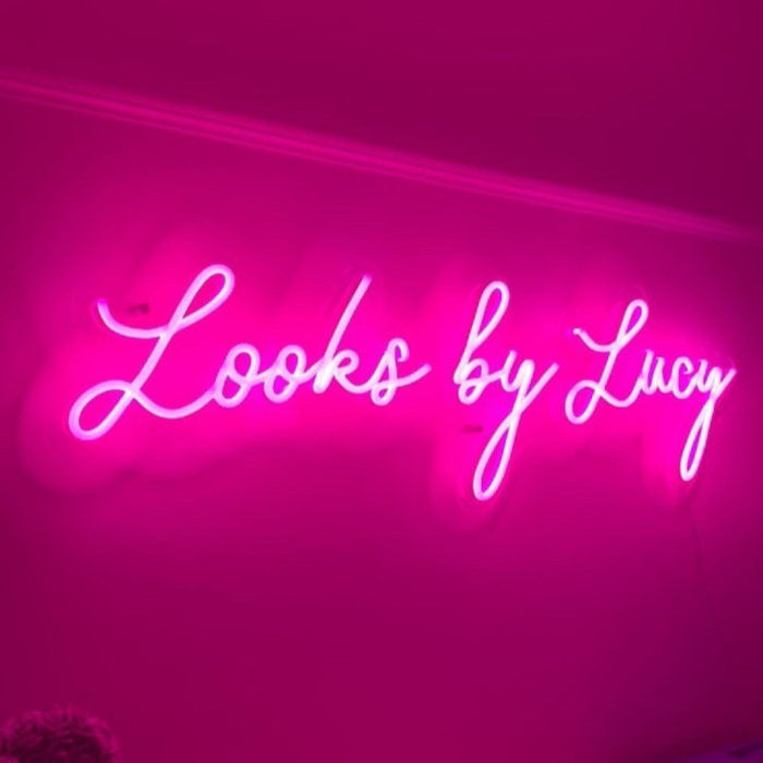 Pink Custom Neon® lash studio name sign @looksbylucy