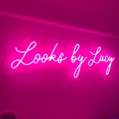 Pink Custom Neon® lash studio name sign @looksbylucy