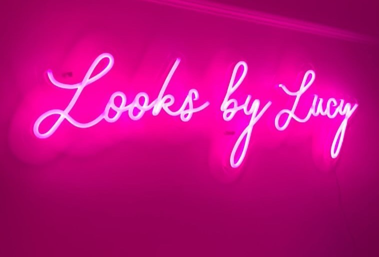 Pink company name sign by Custom Neon® @looksbylucy