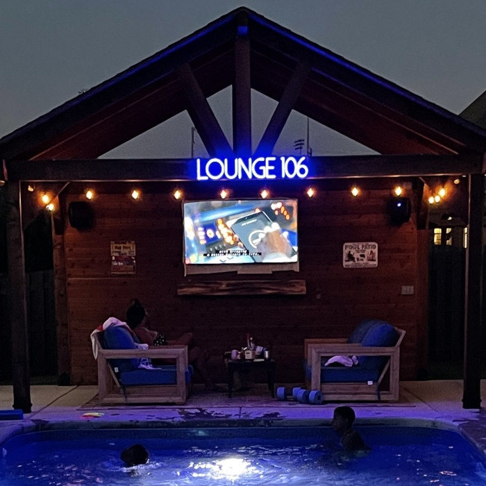 Outdoor pool party signs by Custom Neon® @carolpendergrass