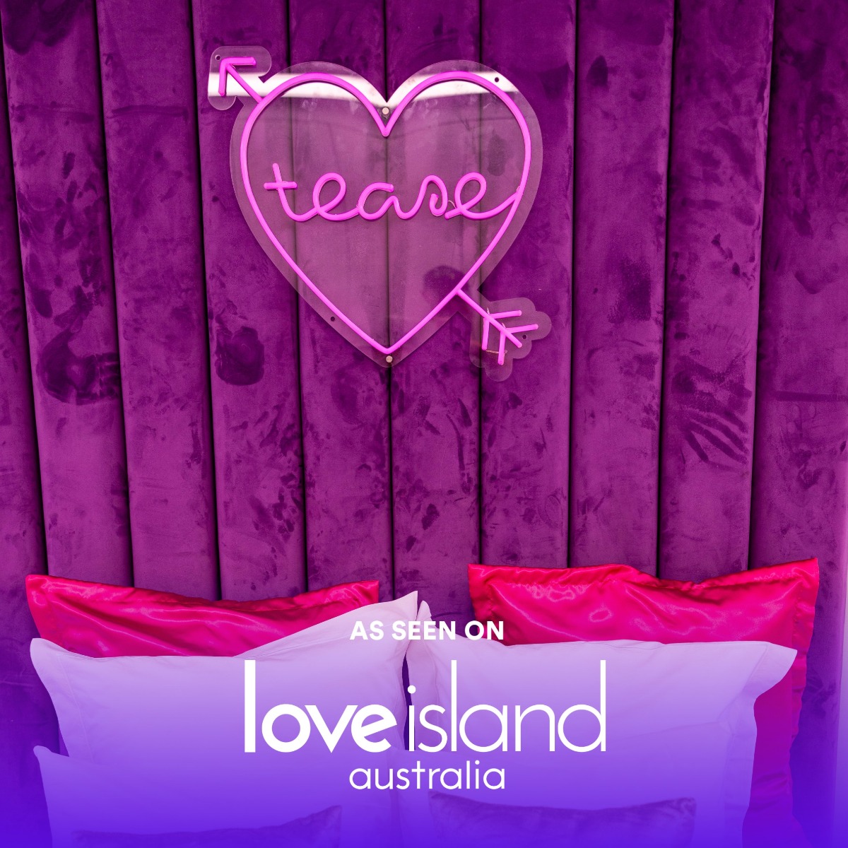 Custom Neon® sign Tease Heart as seen on Love Island Australia