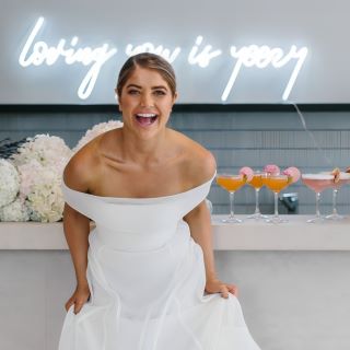 Loving You is Yeezy Custom Neon® wedding quote sign