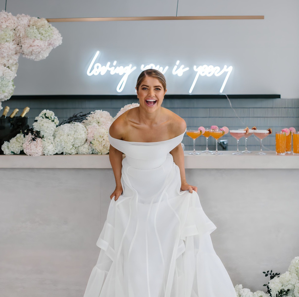 Loving You is Yeezy Custom Neon® wedding quote sign