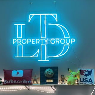 Custom Neon® ice blue logo @ltdpropertygroup