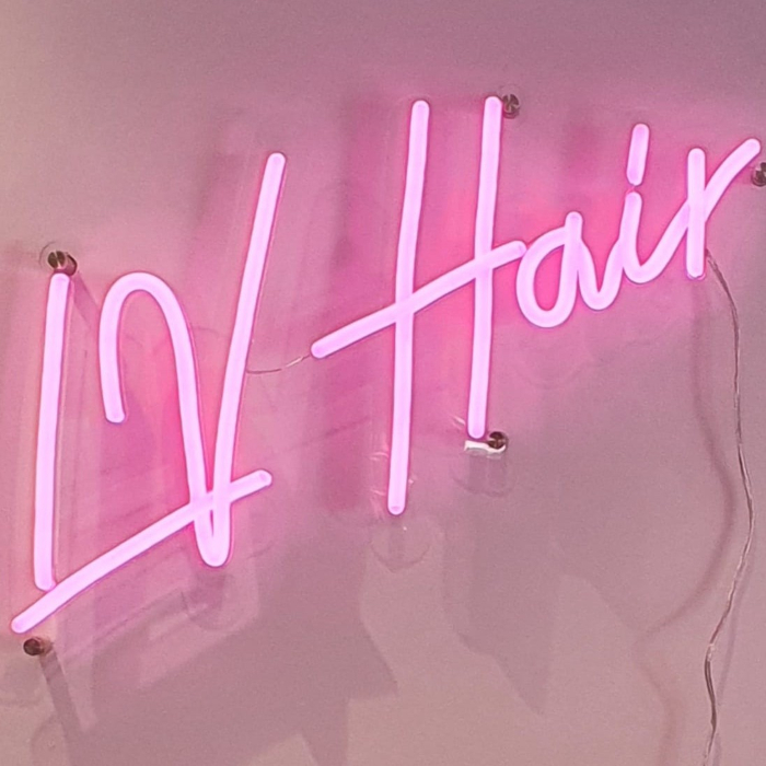 Pink Custom Neon® hair salon sign @lvhair