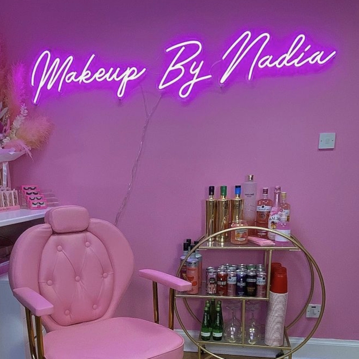 Beauty salon name sign by Custom Neon® @makeupbynadia