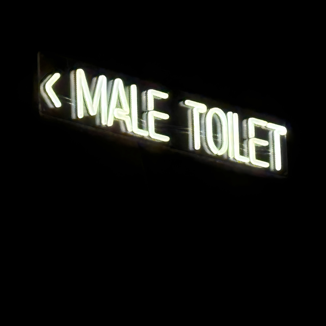 Male Toilet Custom Neon® wayfinding sign with arrows @stories.au