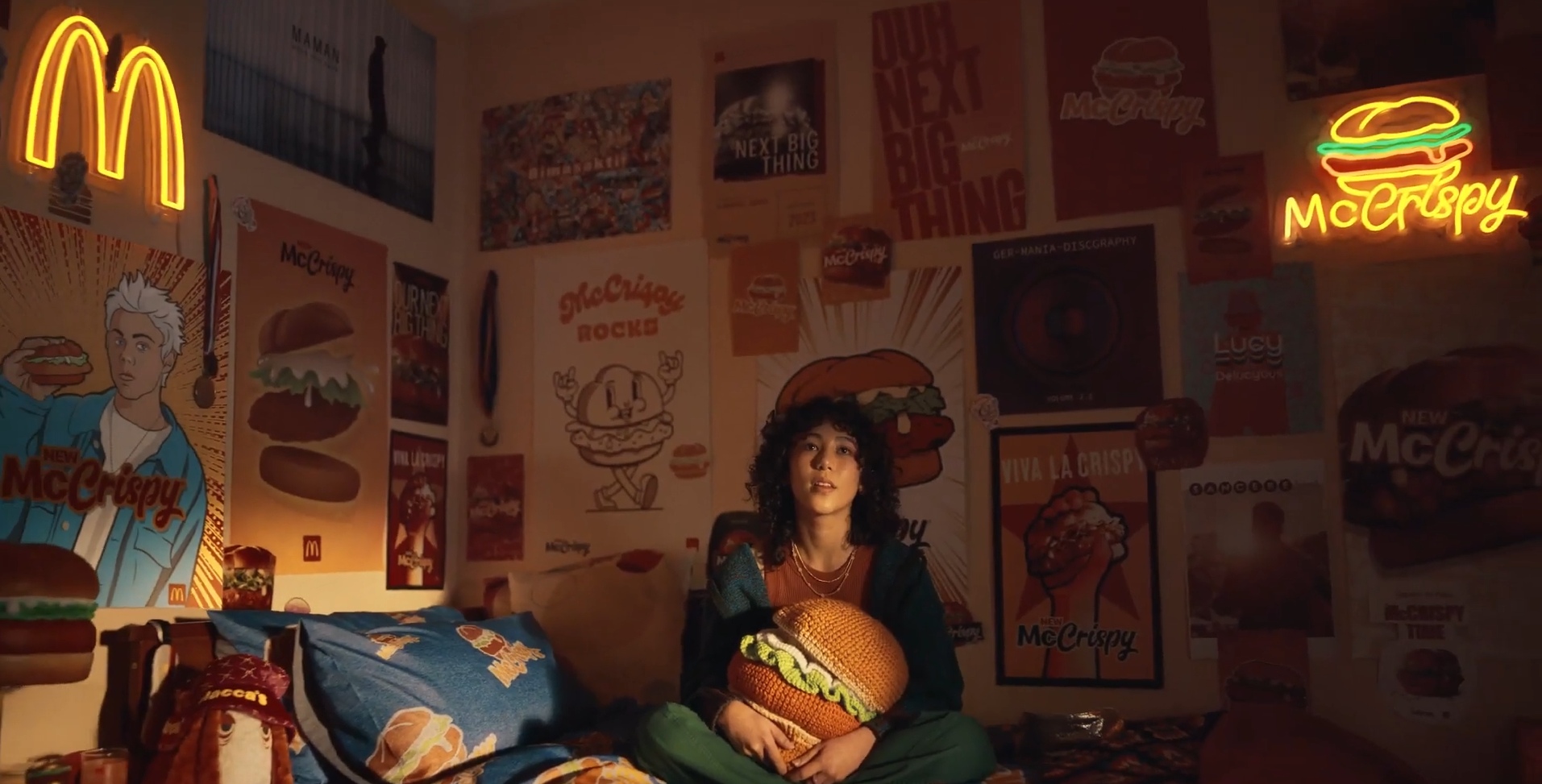 McDonald's golden arches and McCrispy burger LED neon signs by Custom Neon® as seen in the McCrispy burger commercial @mcdonaldsau