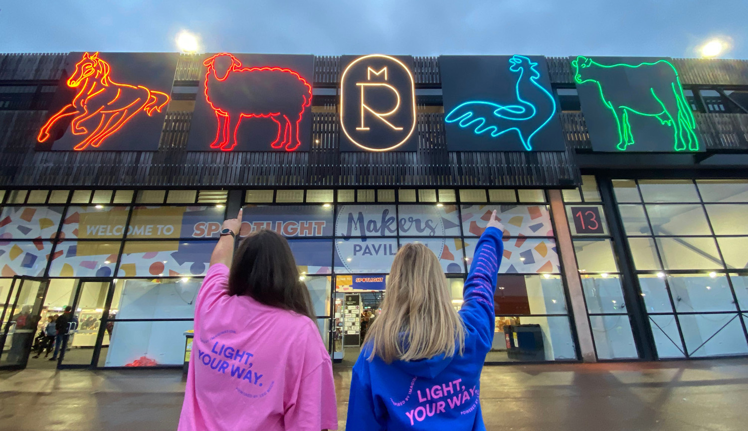 Custom Neon&reg; 12ft x 12ft line art animal signs @melbourneroyalshow