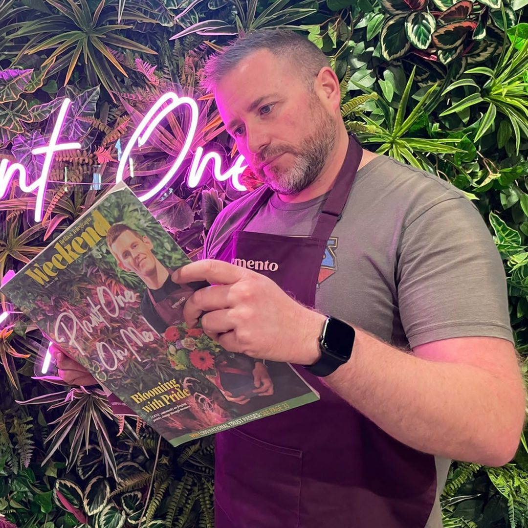 Plant One On Me Custom Neon® pink quote sign @mementobelfast @belfasttelegraph