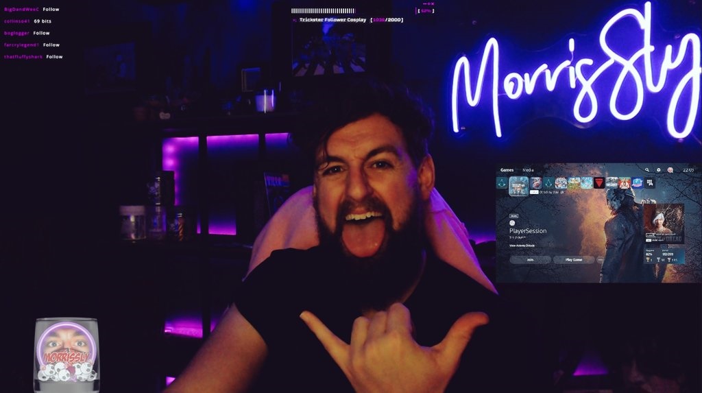 Custom Neon® personalised streaming backdrop @morrissly_