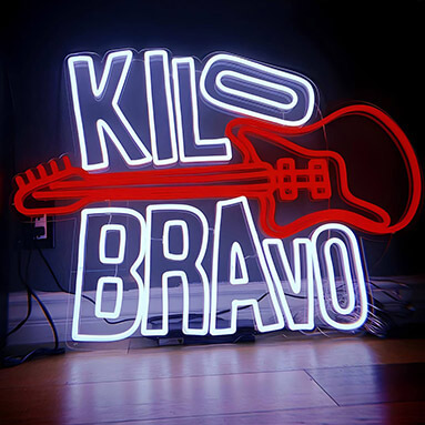 Custom Neon® red and white band logo sign