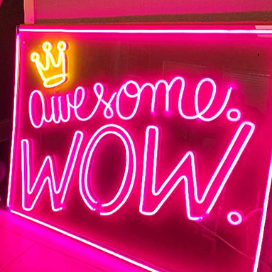 Awesome pink and yellow LED neon wall art made by Custom Neon®
