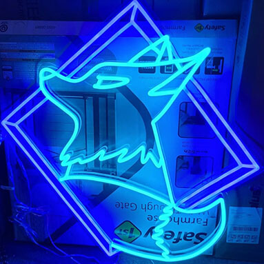 Custom Neon® gamer logo streaming backdrop sign in the shape of a fox