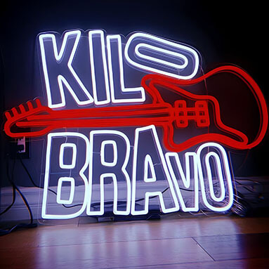 Custom Neon® band logo in red and white LED neon