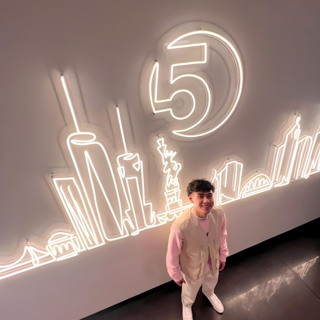 Custom Neon® large off-white LED neon NYC skyline artwork on a white wall