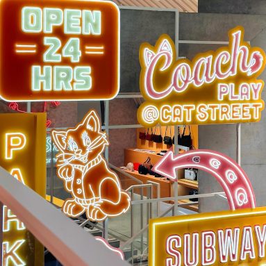 Custom Neon® LED neon and UV print Open 24 Hours sign @coachjapan