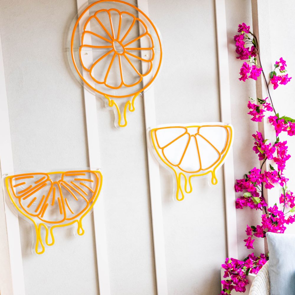 Juicy orange Custom Neon® art as seen in the Love Island Australia 2022 Villa
