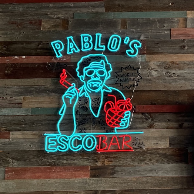 Home bar sign by Custom Neon® on wooden wall @paulpeconga
