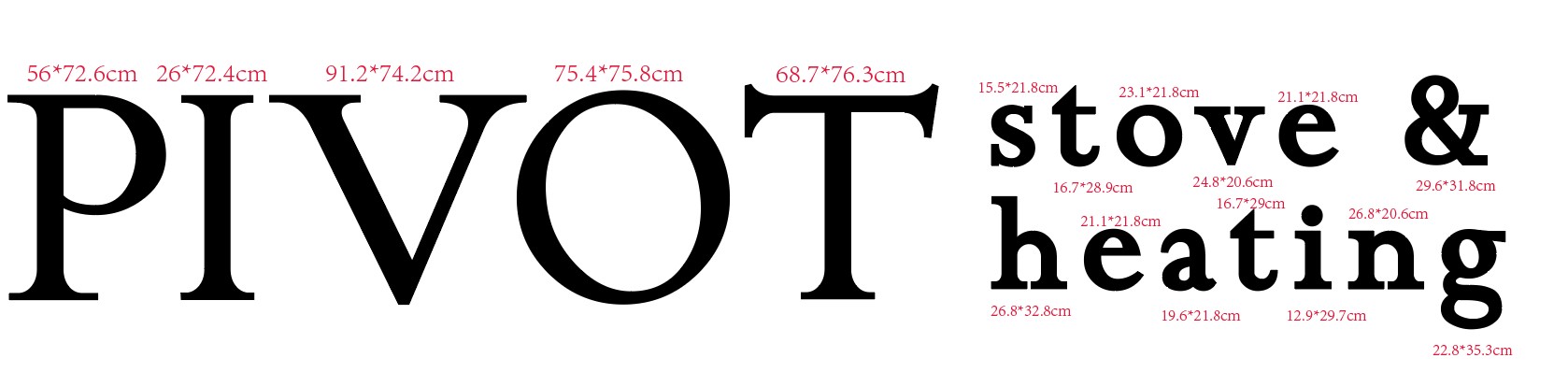 Pivot Stove & Heating LED channel letter sign specification sheet from Custom Neon®