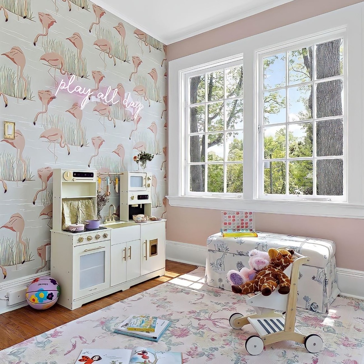 Play all day soft pink Custom Neon® playroom sign @houzofrebel