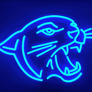 Blue puma face neon sculpture made by Custom Neon®