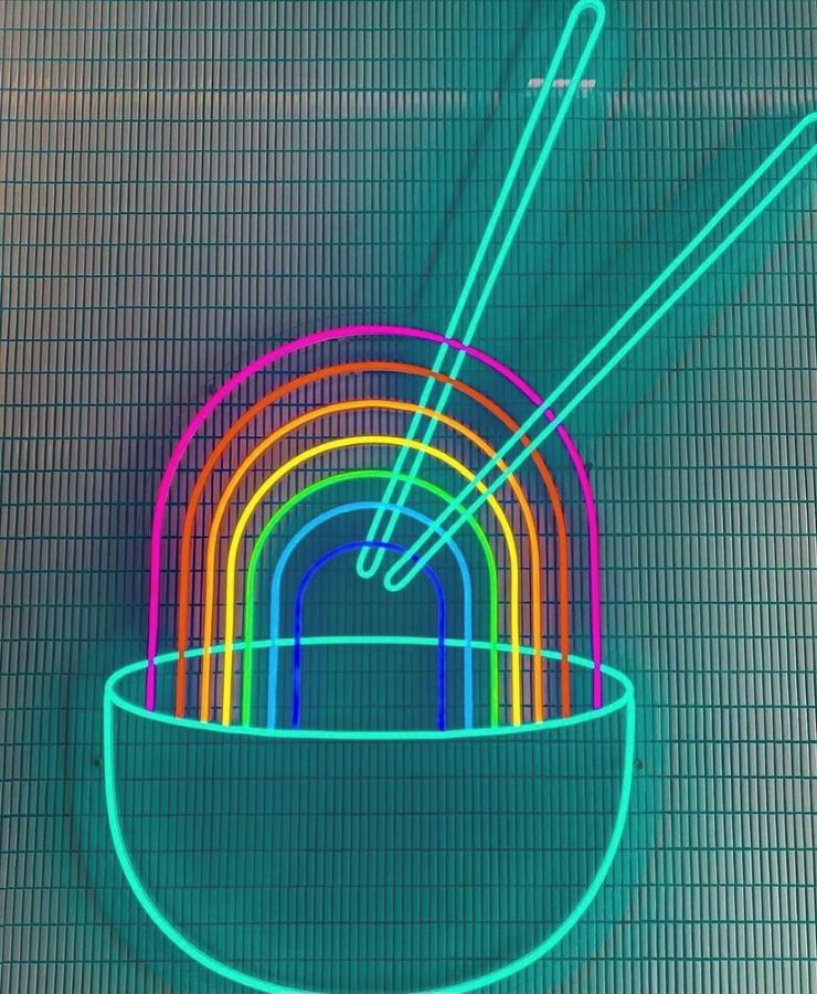 Custom Neon® multi-coloured rainbow bowl @eatatbento