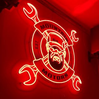 Red logo for @mountainmotorsindy by Custom Neon®