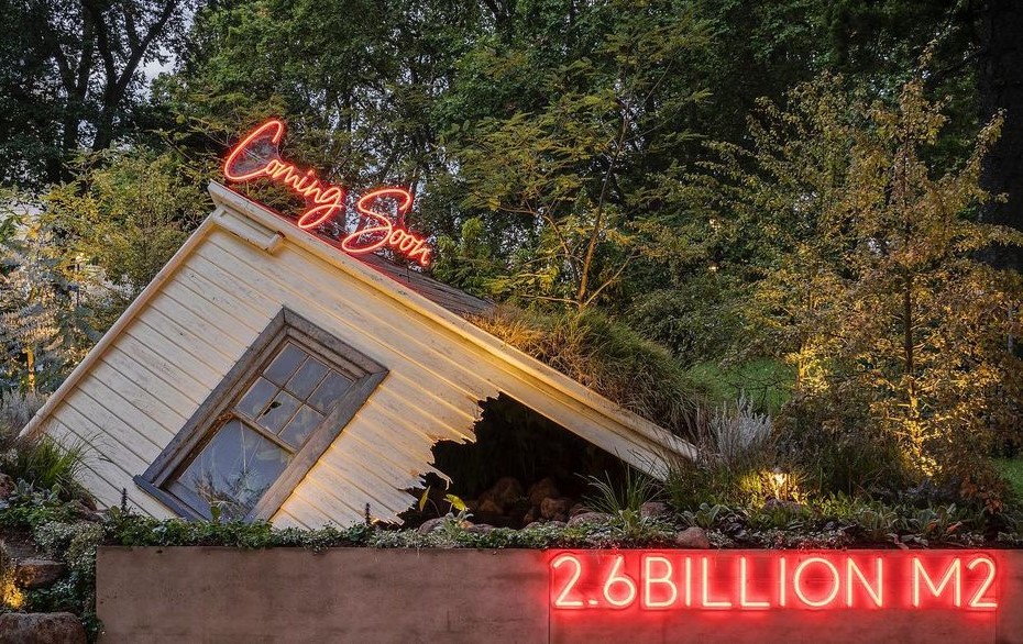 Custom Neon® red outdoor sign for a display by @akas_landscape @melbflowershownight