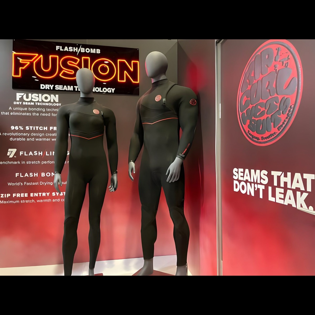 Rip Curl Fusion Wetsuit product line signage made by Custom Neon®