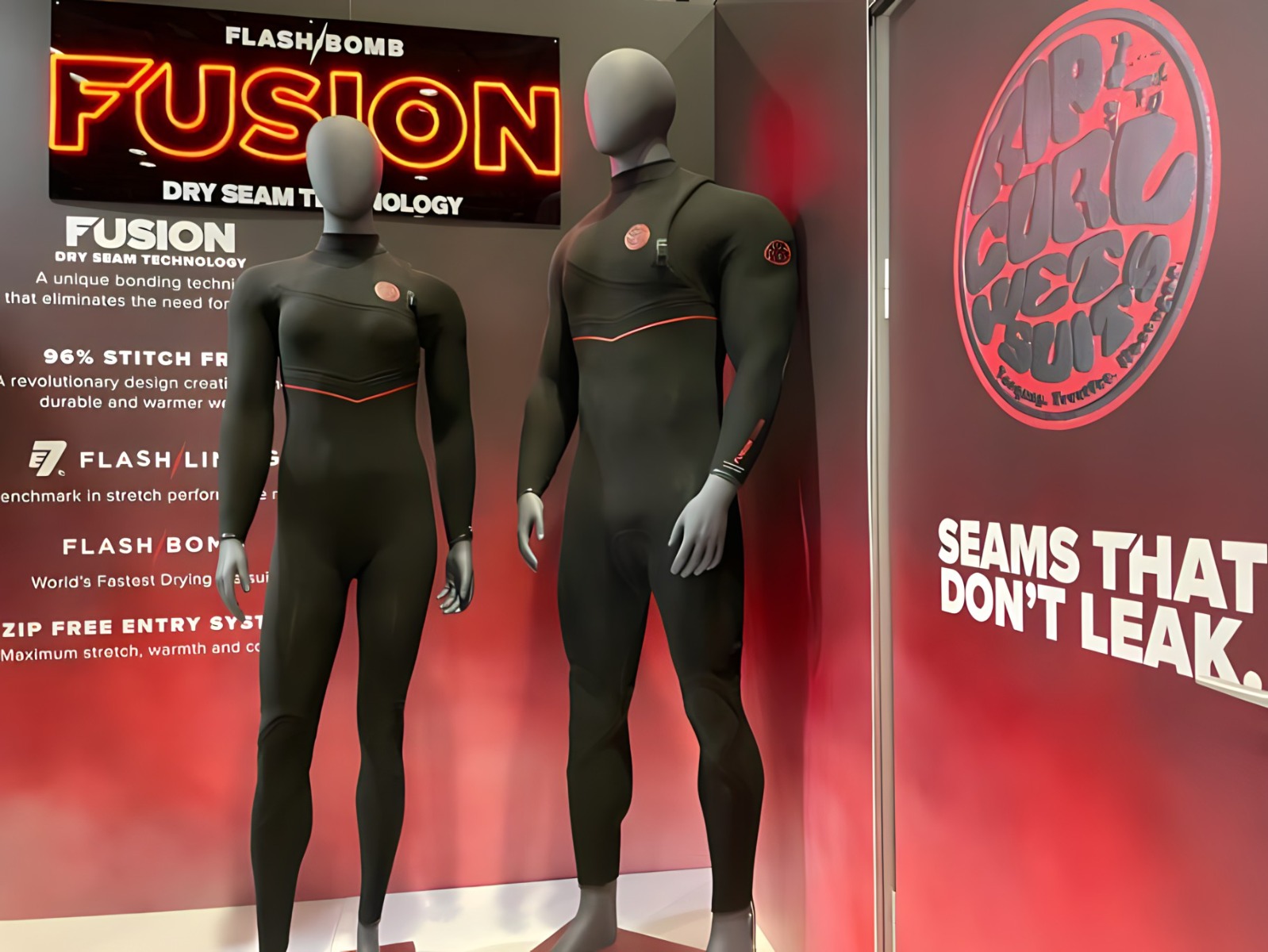 Rip Curl Fusion Wetsuit product line signage made by Custom Neon&reg;