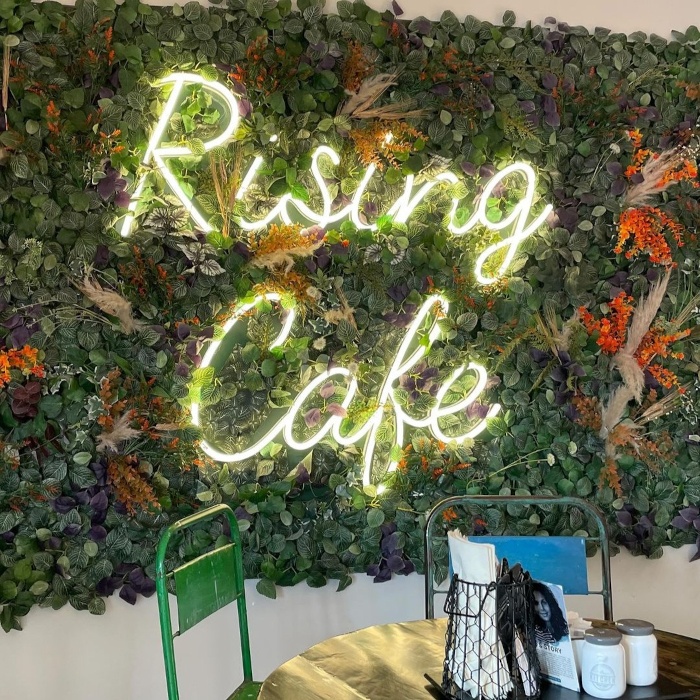 Warm white Custom Neon® cafe name sign @risingcafebirmingham