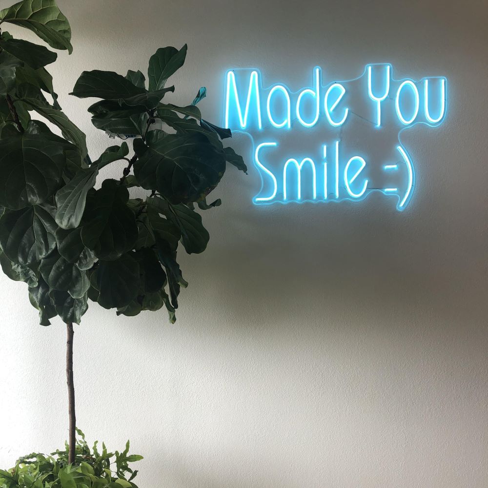 Custom Neon® Made you smile selfie wall sign @saxeortho